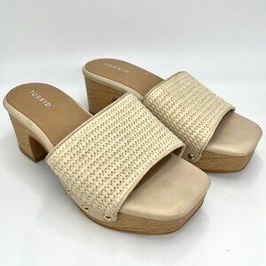 Torrid Cream Open Toe Clogs with Studded Detail - Size 8WW